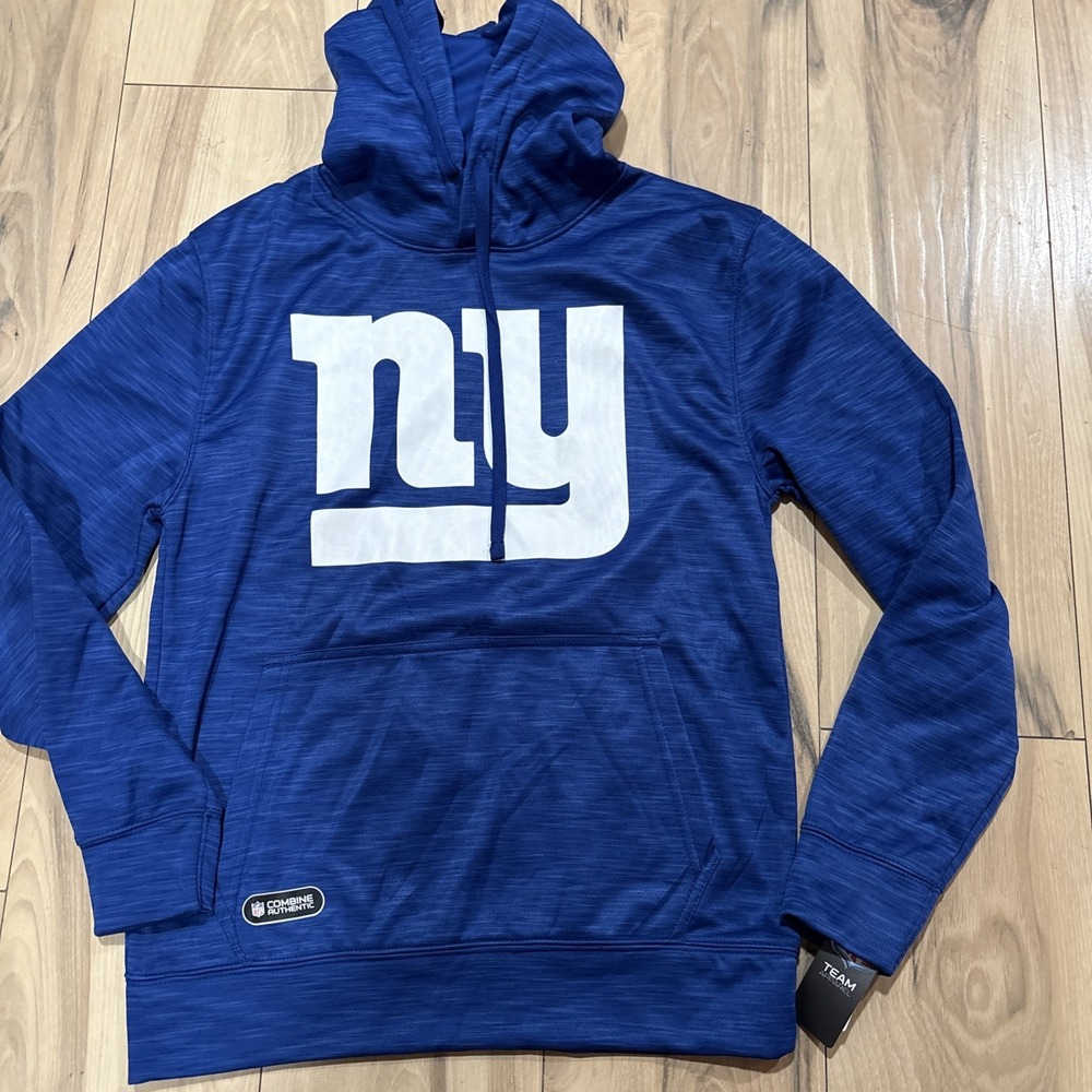 NFL Team Apparel New York Giants Blue NY Combine Hoodie Men's Small NWT‎